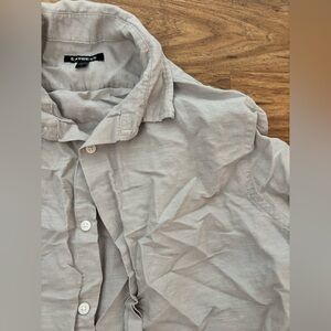 Men’s Express Linen/Cotton Blend Button Down Lokg Sleeve Shirt